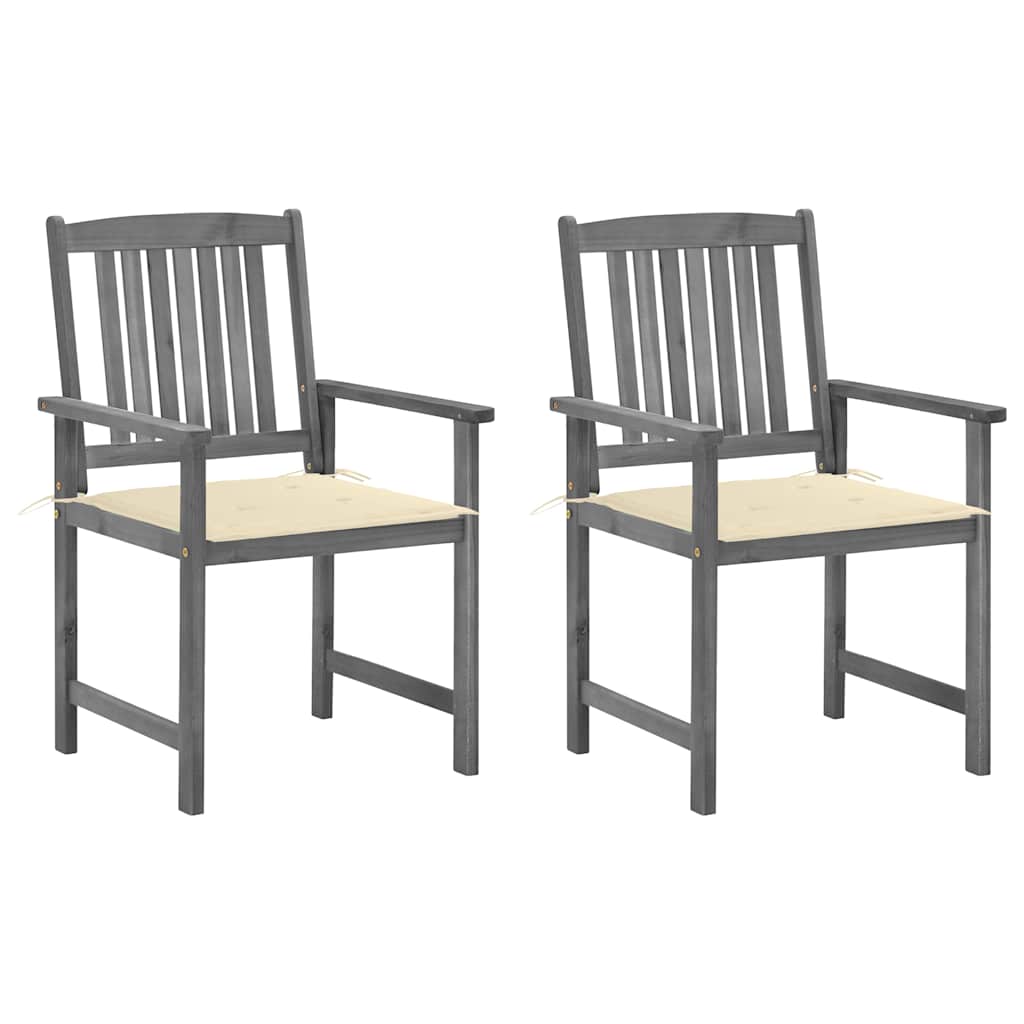 Vidaxl tuinstoelen 2 st met kussens massief acaciahout grijs