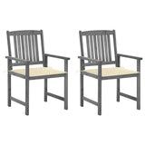 Vidaxl tuinstoelen 2 st met kussens massief acaciahout grijs