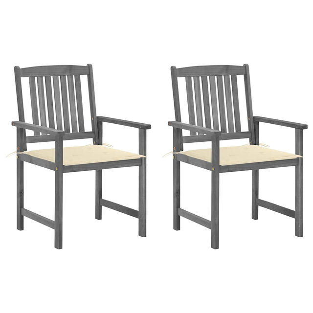 Vidaxl tuinstoelen 2 st met kussens massief acaciahout grijs