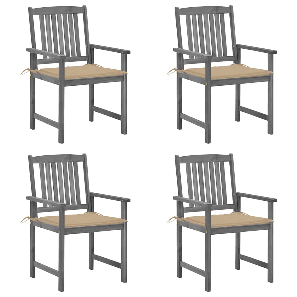 Vidaxl tuinstoelen 4 st met kussens massief acaciahout grijs
