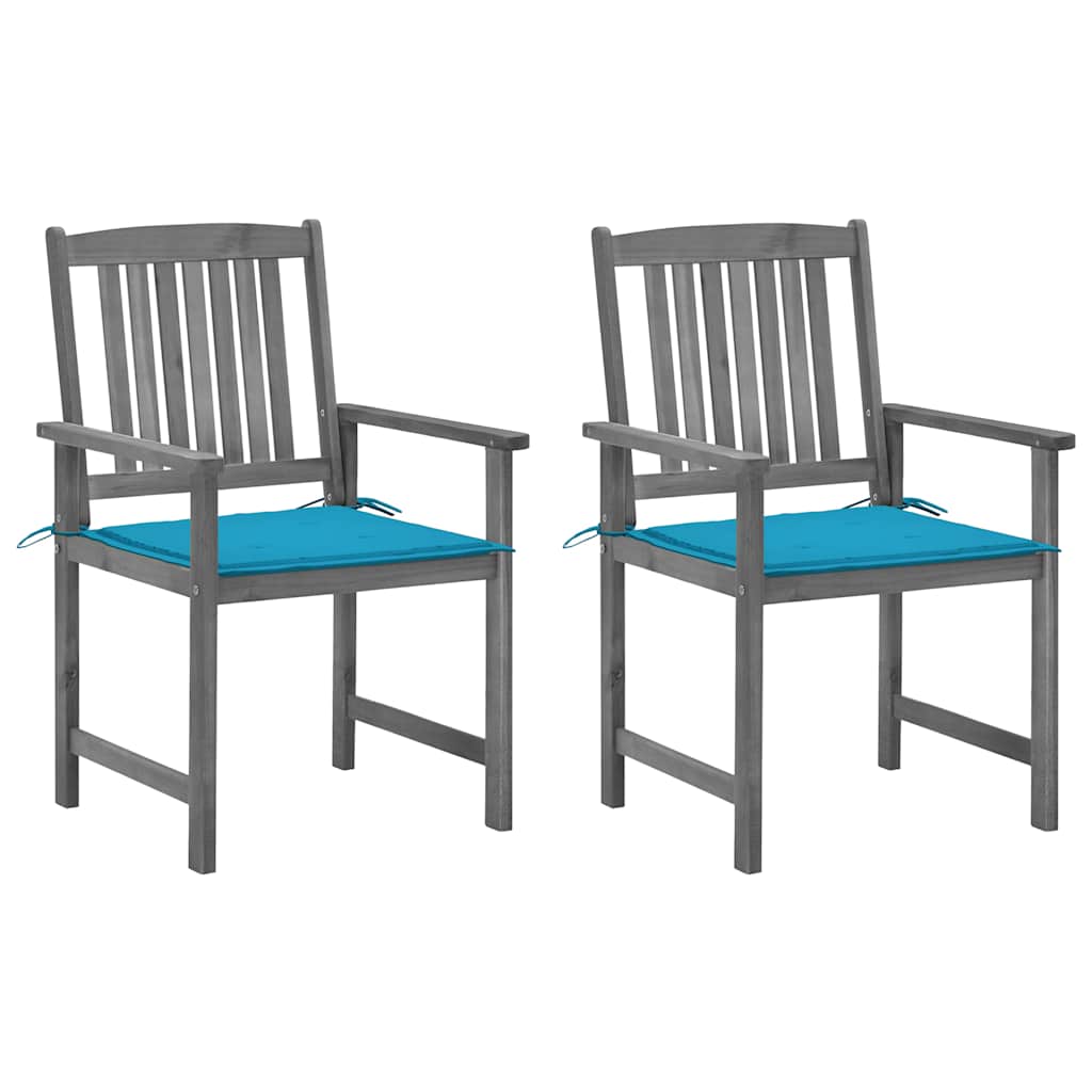 Vidaxl tuinstoelen 2 st met kussens massief acaciahout grijs