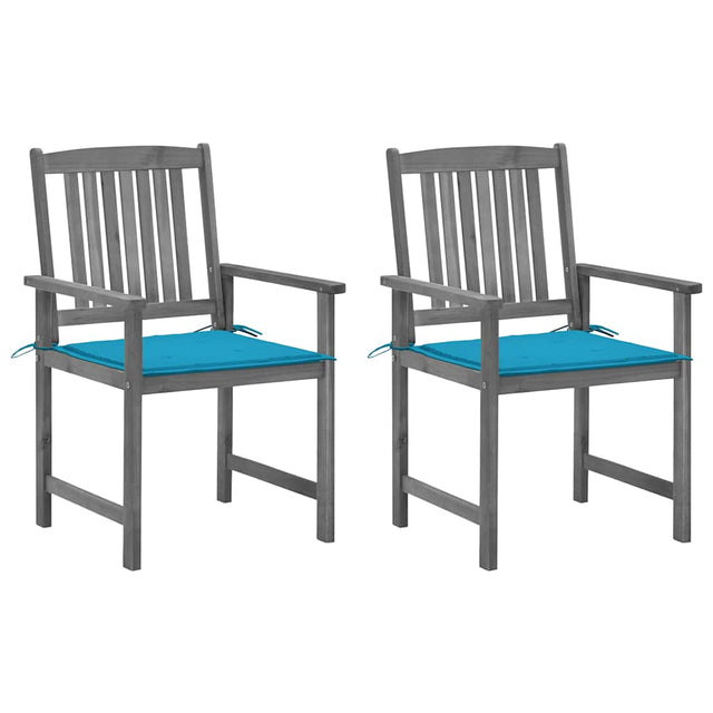 Vidaxl tuinstoelen 2 st met kussens massief acaciahout grijs
