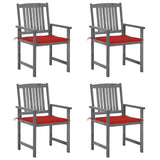 Vidaxl tuinstoelen 4 st met kussens massief acaciahout grijs