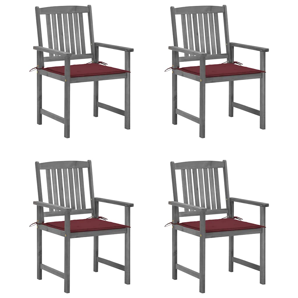 Vidaxl tuinstoelen 4 st met kussens massief acaciahout grijs