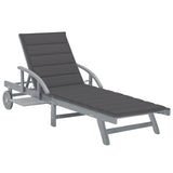 Vidaxl ligbed met kussen massief acaciahout