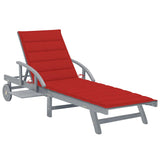 Vidaxl ligbed met kussen massief acaciahout