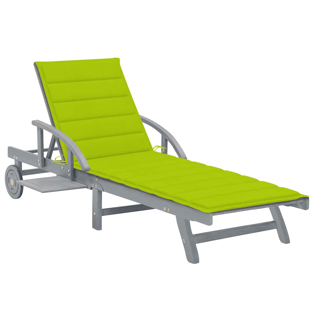 Vidaxl ligbed met kussen massief acaciahout