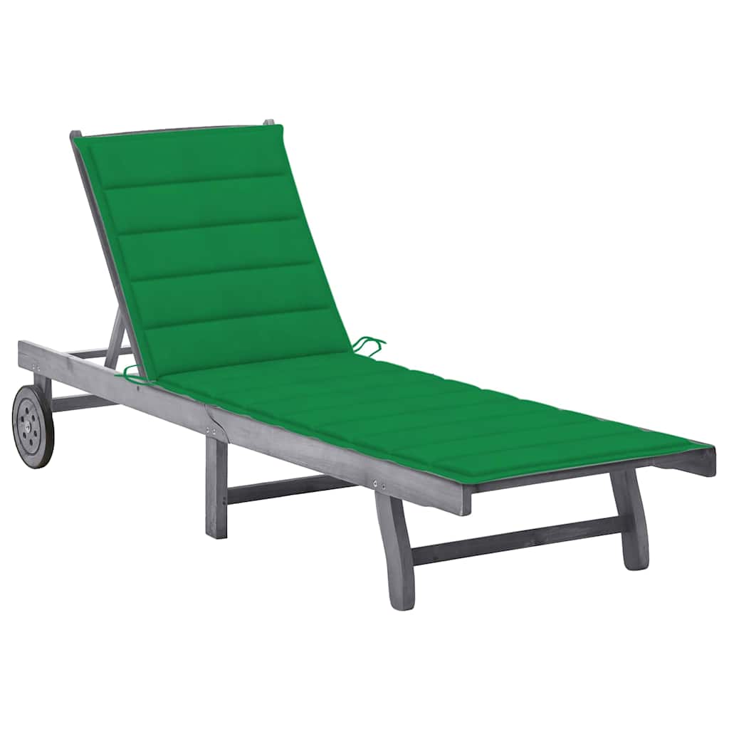 Vidaxl ligbed met kussen massief acaciahout grijs