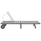 Vidaxl ligbed met kussen massief acaciahout grijs