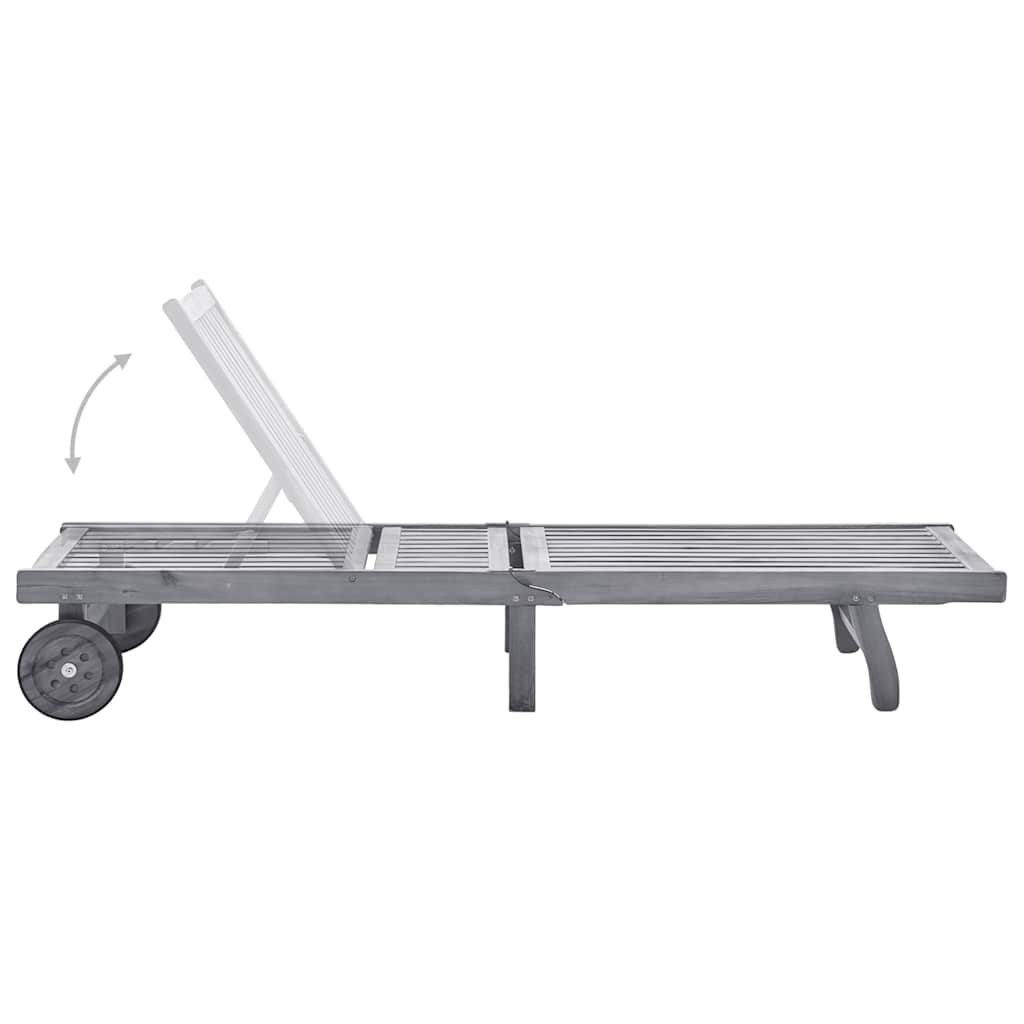 Vidaxl ligbed met kussen massief acaciahout grijs
