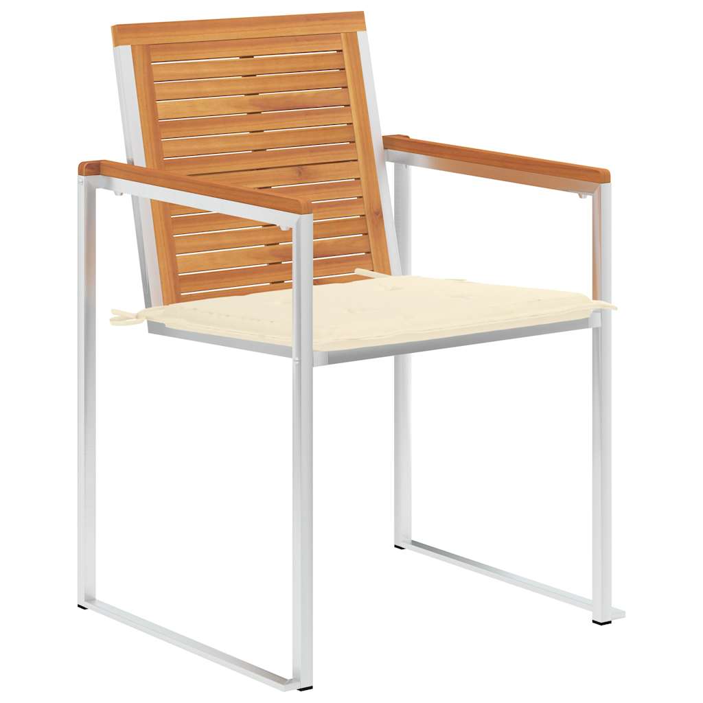 Vidaxl tuinstoelen 2 st met kussens massief acaciahout en staal