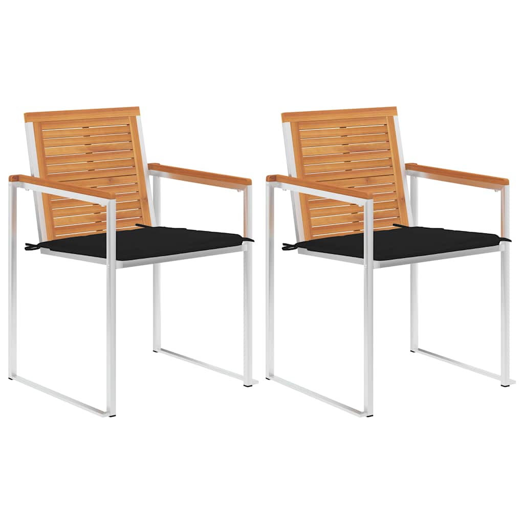 Vidaxl tuinstoelen 2 st met kussens massief acaciahout en staal