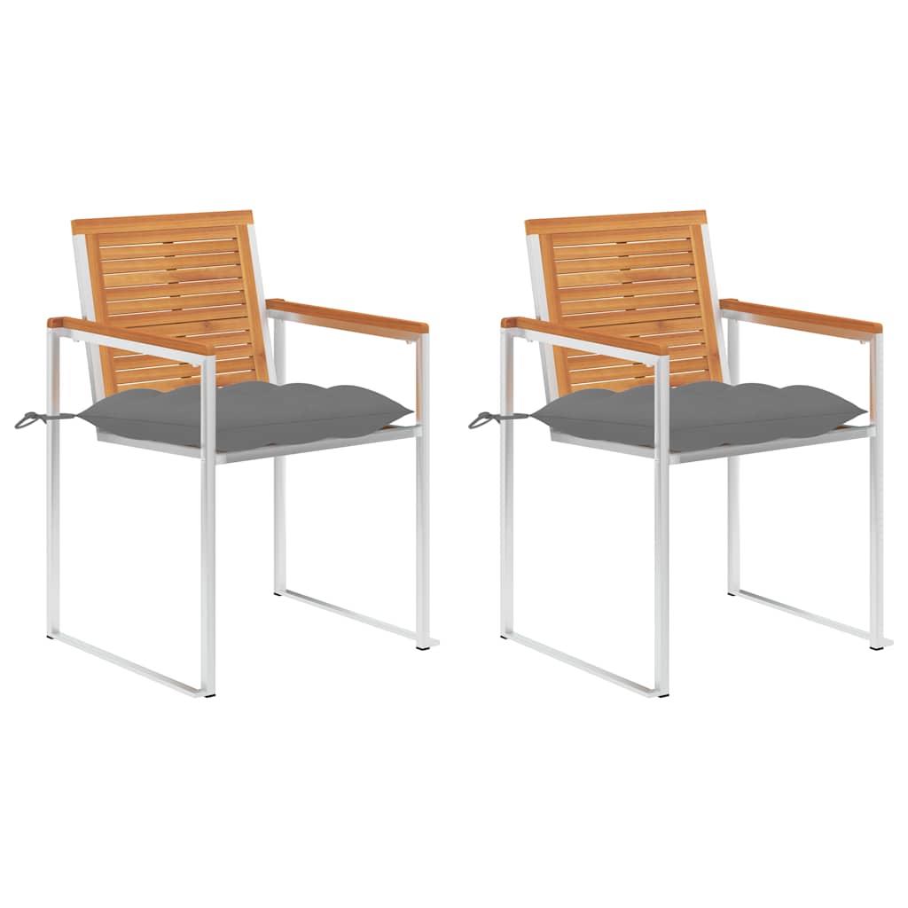 Vidaxl tuinstoelen 2 st met kussens massief acaciahout en staal