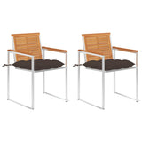 Vidaxl tuinstoelen 2 st met kussens massief acaciahout en staal