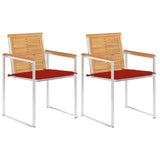 Vidaxl tuinstoelen 2 st met kussens massief teakhout en staal