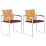 Vidaxl tuinstoelen 2 st met kussens massief teakhout en staal