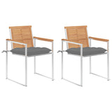 Vidaxl tuinstoelen 2 st met kussens massief teakhout en staal