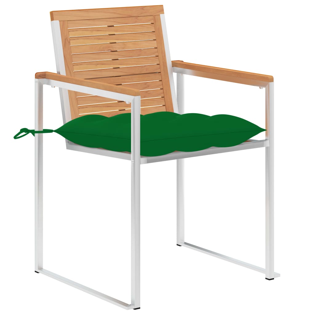 Vidaxl tuinstoelen 2 st met kussens massief teakhout en staal