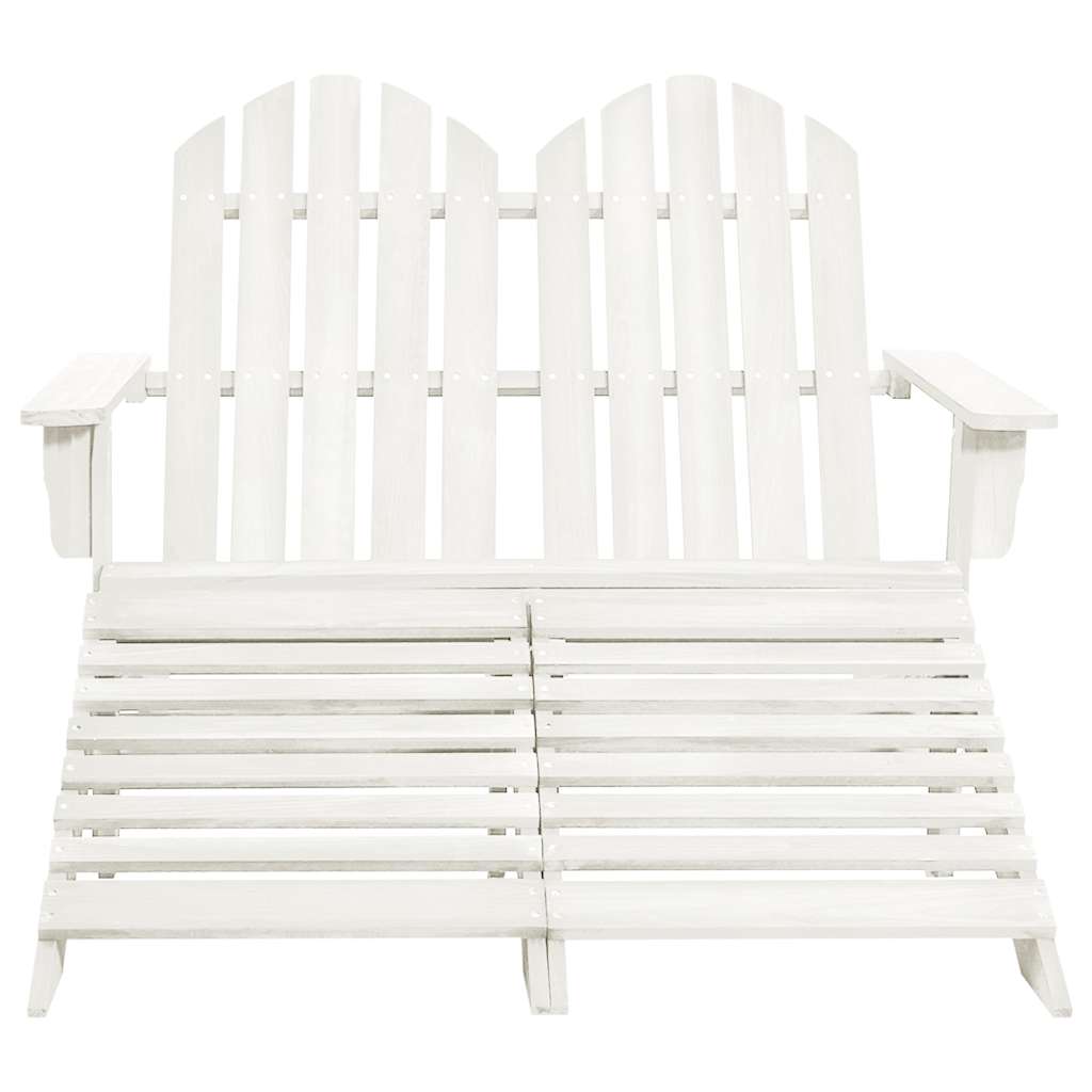 Vidaxl tuinstoel 2-zits adirondack met voetenbank vurenhout wit