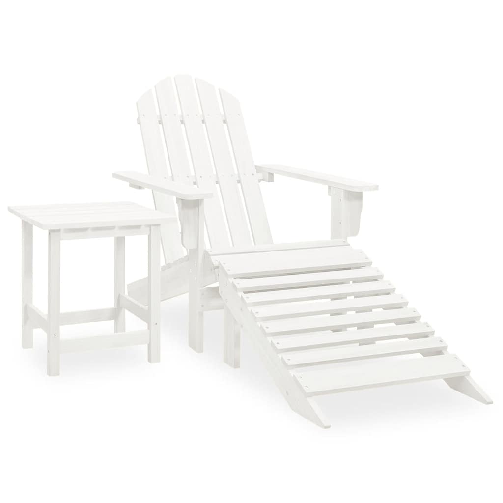 Vidaxl tuinstoel adirondack met voetenbank tafel massief vurenhout wit