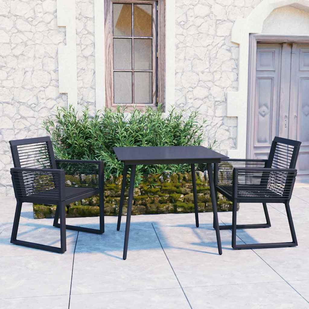 Vidaxl 3-delige tuinset pvc-rattan zwart
