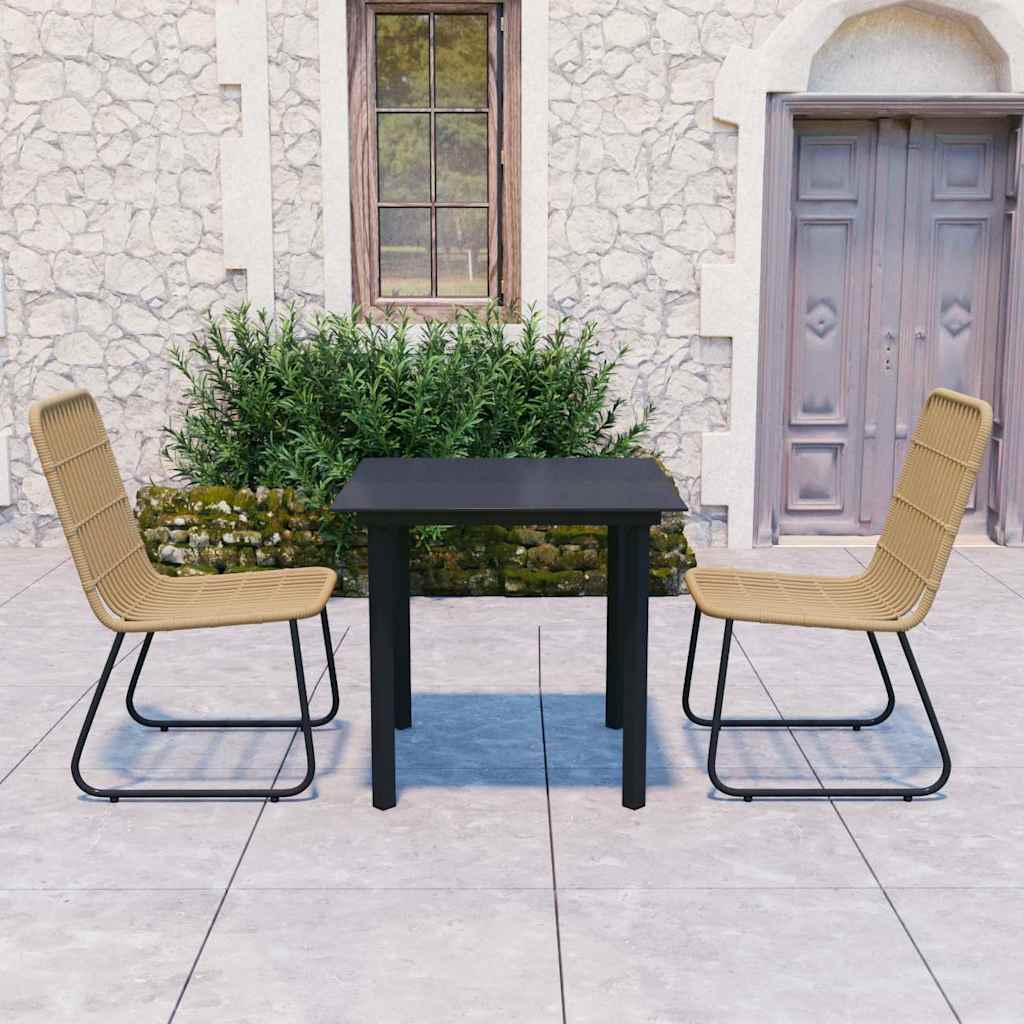 Vidaxl 3-delige tuinset poly rattan en glas