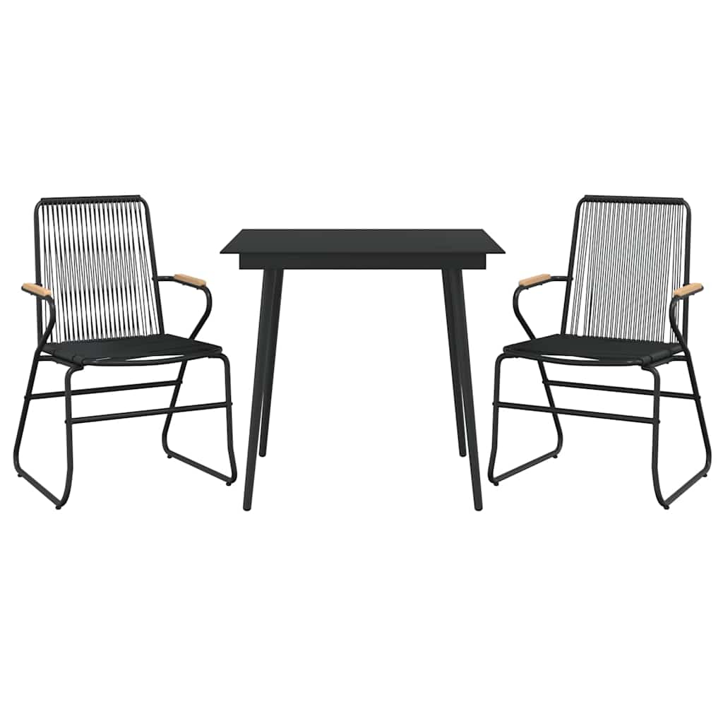 Vidaxl 3-delige tuinset pvc-rattan zwart
