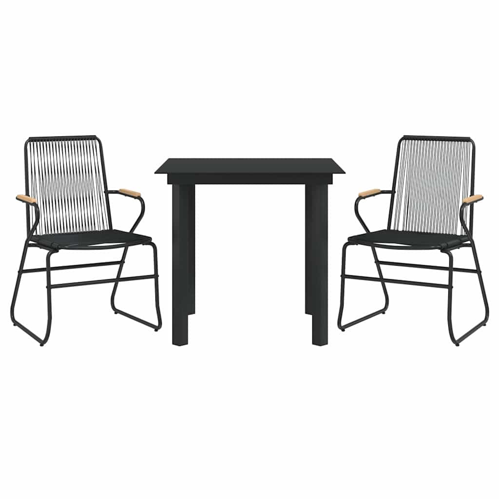 Vidaxl 3-delige tuinset pvc-rattan zwart