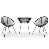 Vidaxl 3-delige tuinset pvc-rattan zwart