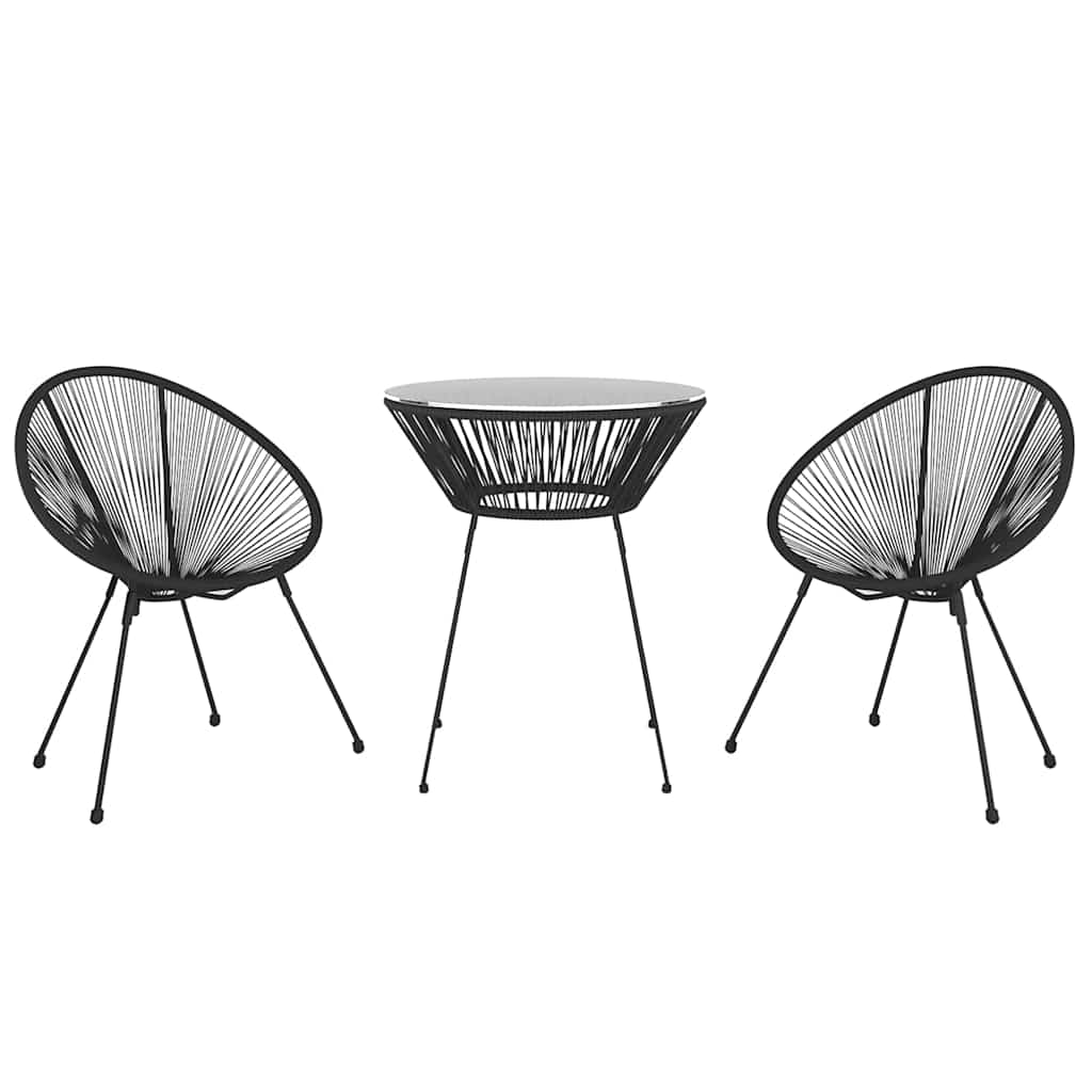 Vidaxl 3-delige tuinset pvc-rattan zwart