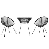 Vidaxl 3-delige tuinset pvc-rattan zwart