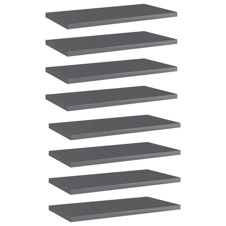 Vidaxl wandschappen 8 st 40x20x1,5 cm spaanplaat hoogglans grijs