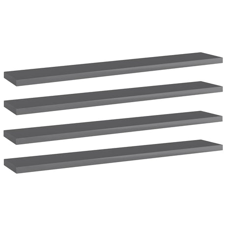 Vidaxl wandschappen 4 st 60x10x1,5 cm spaanplaat hoogglans grijs