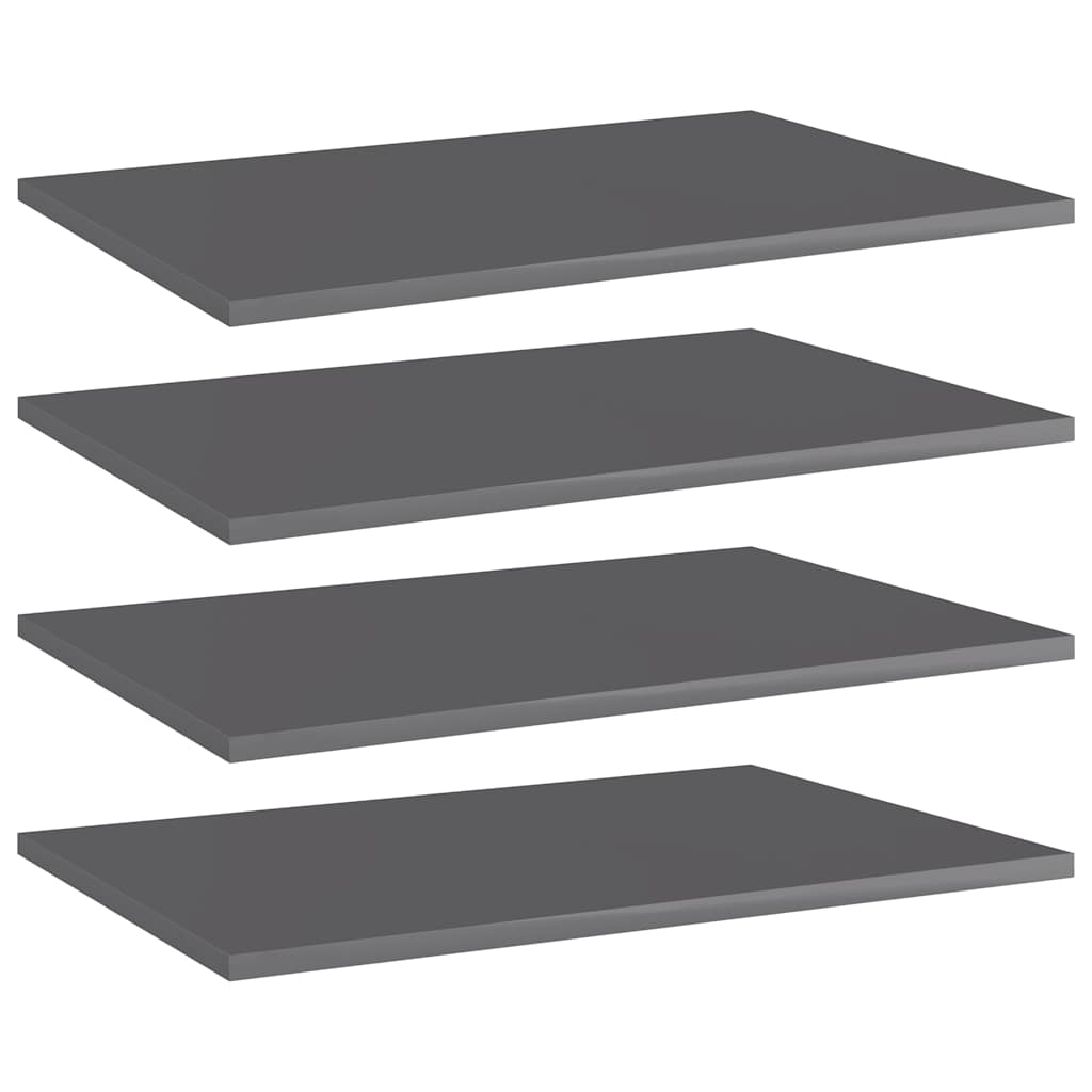 Vidaxl wandschappen 4 st 60x40x1,5 cm spaanplaat hoogglans grijs