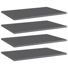 Vidaxl wandschappen 4 st 60x40x1,5 cm spaanplaat hoogglans grijs