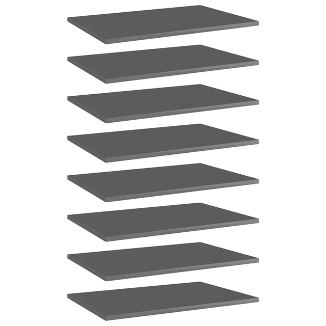 Vidaxl wandschappen 8 st 60x40x1,5 cm bewerkt hout hoogglans grijs