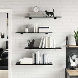 Vidaxl wandschappen 8 st 80x30x1,5 cm spaanplaat hoogglans zwart