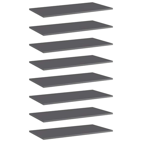 Vidaxl wandschappen 8 st 80x40x1,5 cm spaanplaat hoogglans grijs