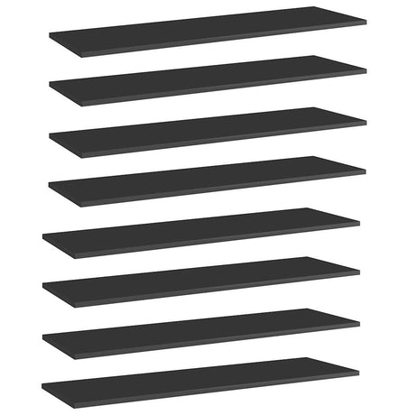 Vidaxl wandschappen 8 st 100x30x1,5 cm spaanplaat hoogglans zwart