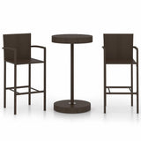 Vidaxl 3-delige tuinbarset poly rattan bruin
