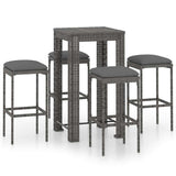 Vidaxl 5-delige tuinbarset met kussens poly rattan grijs