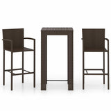 Vidaxl 3-delige tuinbarset met armleuningen poly rattan bruin