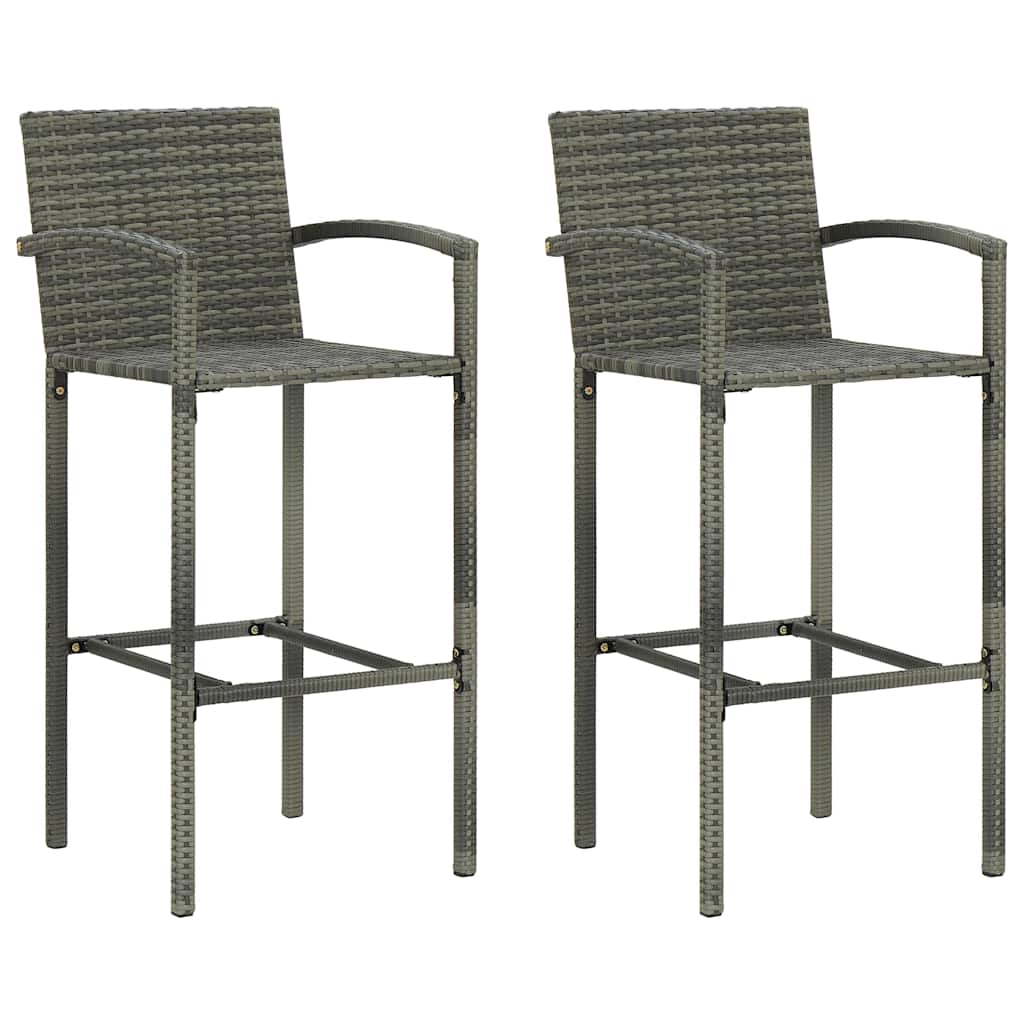 Vidaxl 3-delige tuinbarset met armleuningen poly rattan grijs