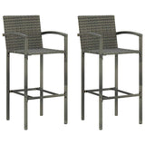 Vidaxl 3-delige tuinbarset met armleuningen poly rattan grijs