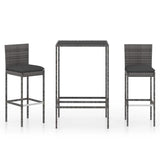 Vidaxl 3-delige tuinbarset met kussens poly rattan grijs