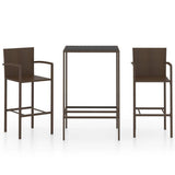 Vidaxl 3-delige tuinbarset poly rattan bruin