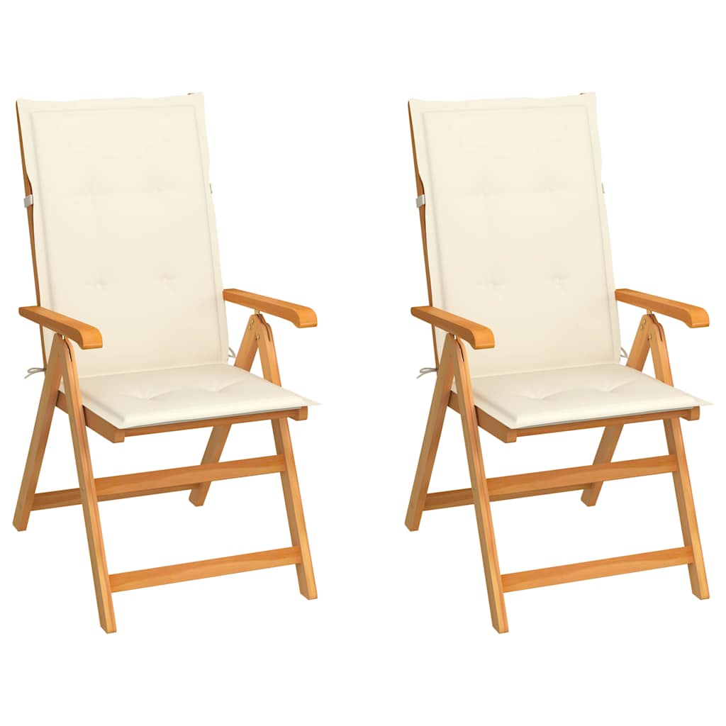 Vidaxl tuinstoelen 2 st met crèmekleurige kussens massief teakhout