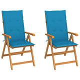 Vidaxl tuinstoelen 2 st met blauwe kussens massief teakhout