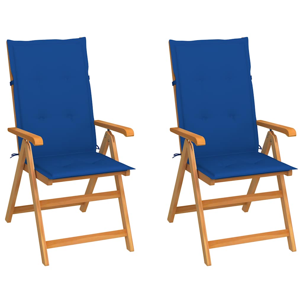 Vidaxl tuinstoelen 2 st met koningsblauwe kussens massief teakhout