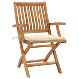 Vidaxl tuinstoelen 2 st met crèmekleurige kussens massief teakhout